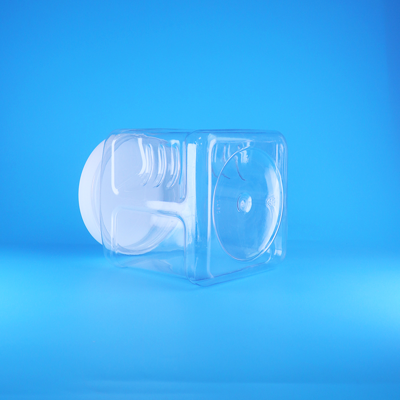 मीठे मेवे फल बेबी फूड के लिए स्क्वायर एयरलेस पीईटी स्क्रू ढक्कन क्लियर प्लास्टिक ग्रिप जार