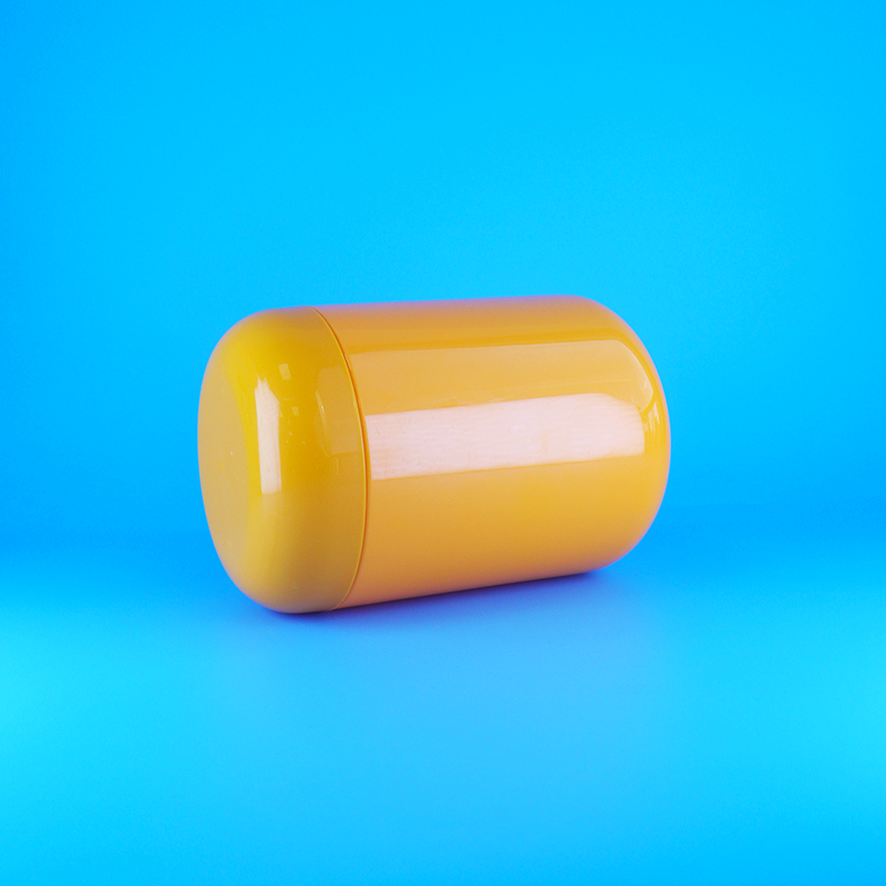 गोल आकार का खाद्य ग्रेड नारंगी प्लास्टिक पीईटी पेंच फ्लैट नारंगी ढक्कन कुकीज़ कैंडी जार