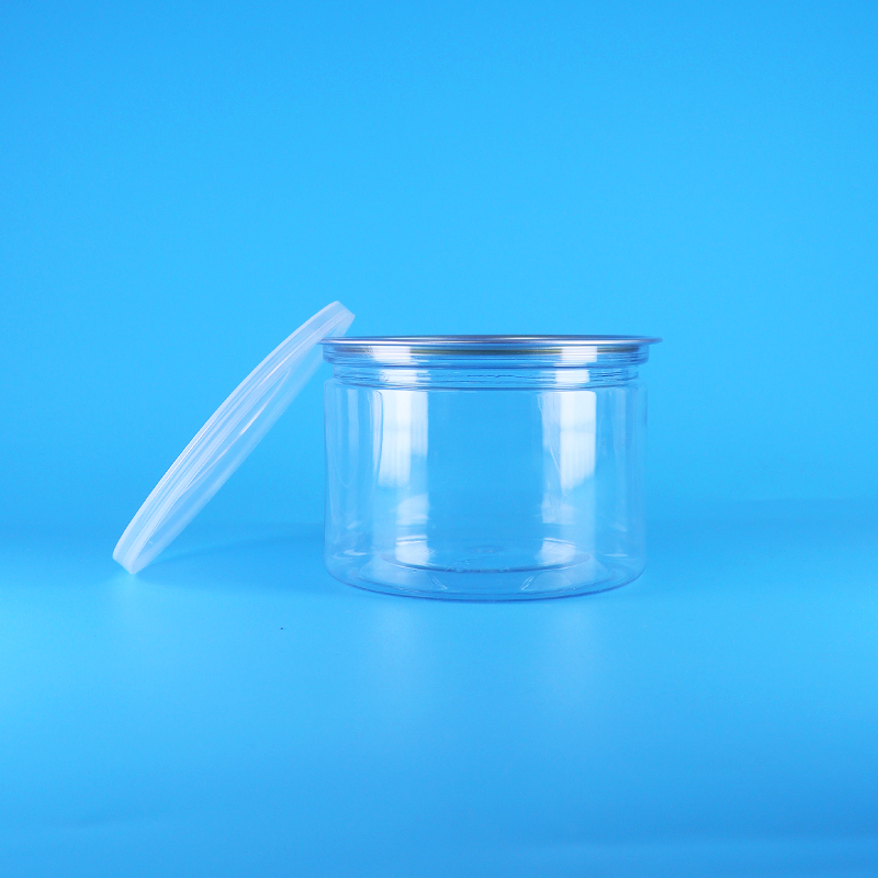 खाद्य कैंडी कुकीज़ स्नैक चाय टिन पैकेजिंग कैन के लिए प्लास्टिक पीईटी गोल आसान ओपन ढक्कन