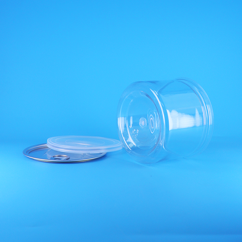 प्लास्टिक पारदर्शी पीईटी गोल आसान ओपन ढक्कन खाद्य कैंडी कुकीज़ नाश्ता चाय के लिए