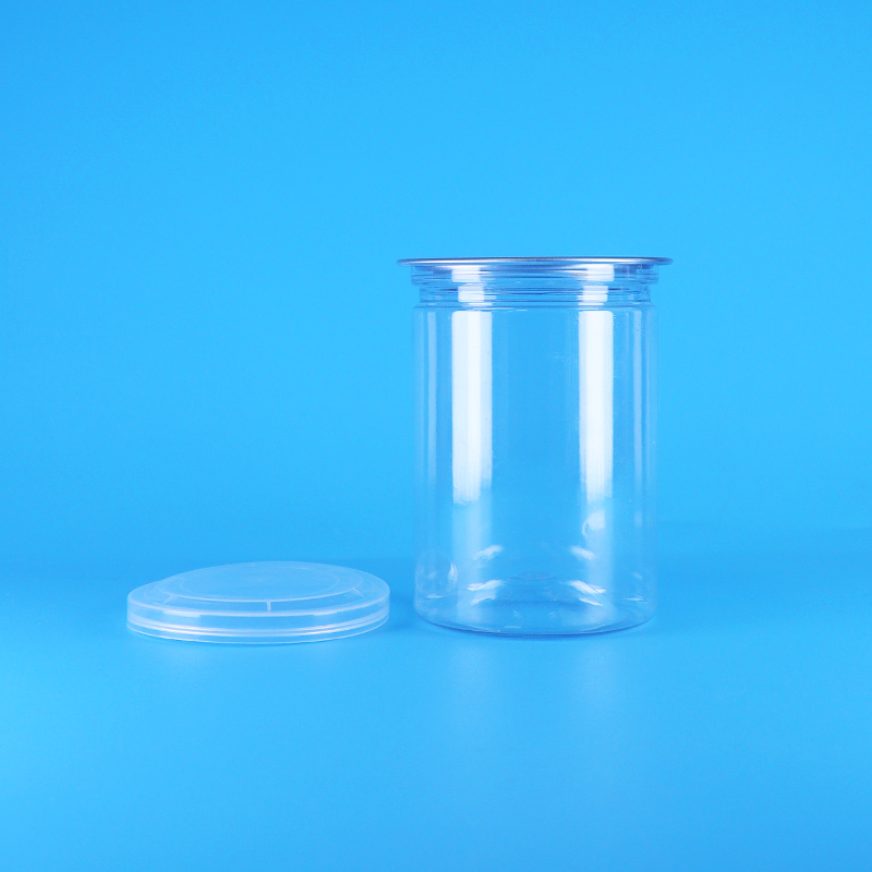 बीपीए मुक्त पारदर्शी गोल पीईटी प्लास्टिक कैंडी दही बेबी फूड कुकीज़ डिब्बे पीई ढक्कन