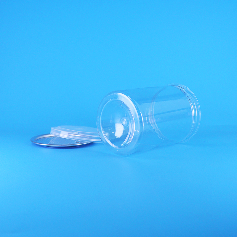 बीपीए मुक्त पारदर्शी गोल पीईटी प्लास्टिक कैंडी दही बेबी फूड कुकीज़ डिब्बे पीई ढक्कन