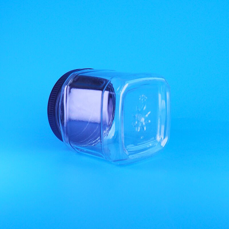 स्क्वायर क्लियर एयरलेस स्क्रू लिप प्लास्टिक स्नैक राइसिन ब्रॉड बीन पाइन नट स्टोरेज जार