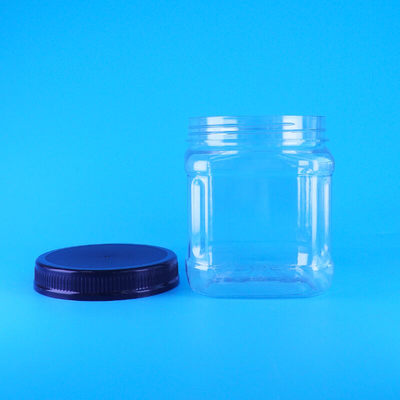 स्क्वायर क्लियर एयरलेस स्क्रू लिप प्लास्टिक स्नैक राइसिन ब्रॉड बीन पाइन नट स्टोरेज जार