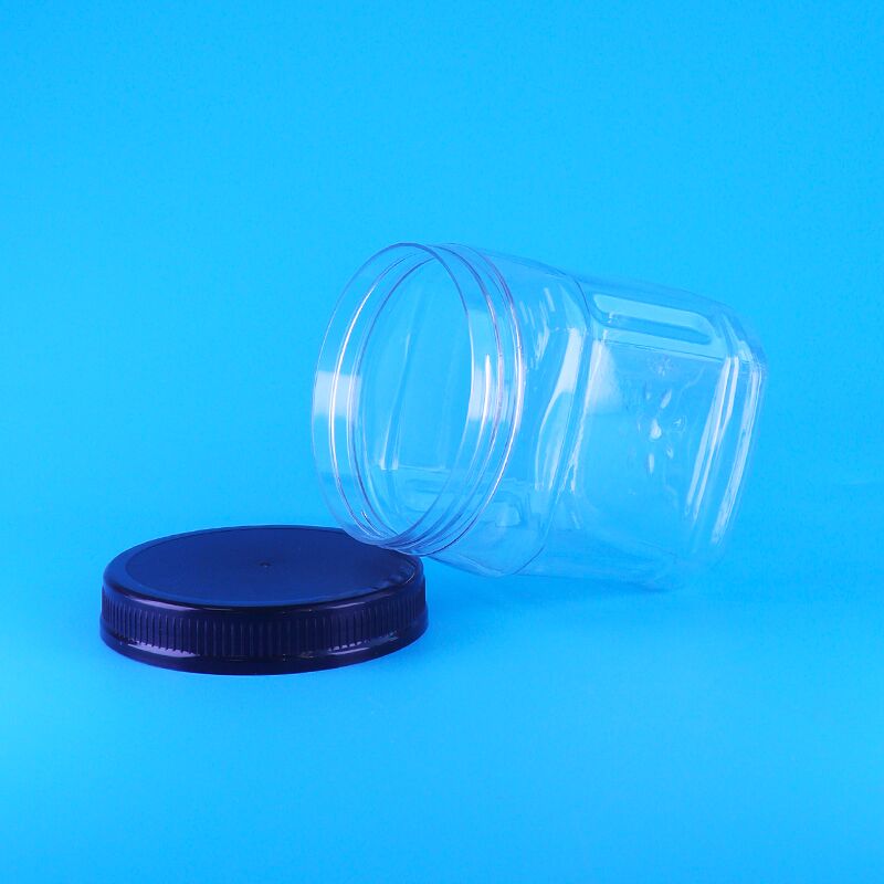 हवा रहित वर्ग स्पष्ट पेंच ढक्कन प्लास्टिक स्किटल चॉकलेट चिप बीन्स पाइन नट भंडारण जार