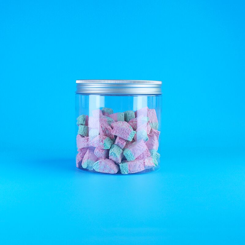 गोल एल्यूमीनियम आसान खुला ढक्कन खाद्य कैंडी कुकीज जैस्मीन चाय प्लास्टिक स्पष्ट पीईटी जार