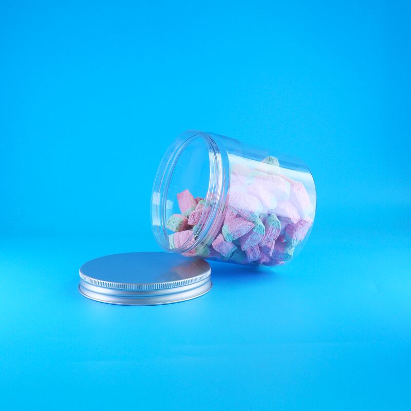 गोल एल्यूमीनियम आसान खुला ढक्कन खाद्य कैंडी कुकीज जैस्मीन चाय प्लास्टिक स्पष्ट पीईटी जार