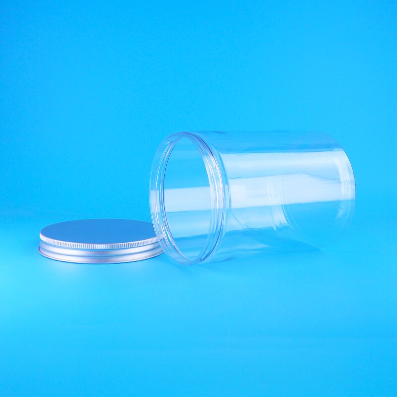 चौड़े मुँह का लाल खजूर जैतून पॉपकॉर्न गोल साफ़ PET खाद्य ग्रेड जार पेंच फ्लैट ढक्कन