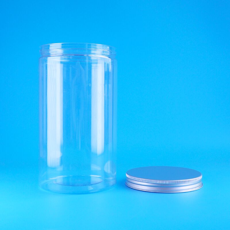 साफ़ खाद्य ग्रेड सूखे फल कुरकुरे मूंगफली भालू बिस्कुट गोल पीईटी जार पेंच कैप