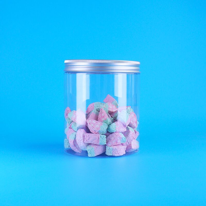 पारदर्शी पीईटी प्लास्टिक गोल जार प्लम कैंडी स्किटल्स फल जेली मुंग बीन्स केक पेंच ढक्कन