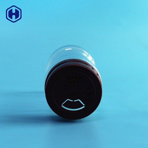 तीन प्रकार के छेद रोटरी शीर्ष ढक्कन के साथ पारदर्शी प्लास्टिक मसाला जार