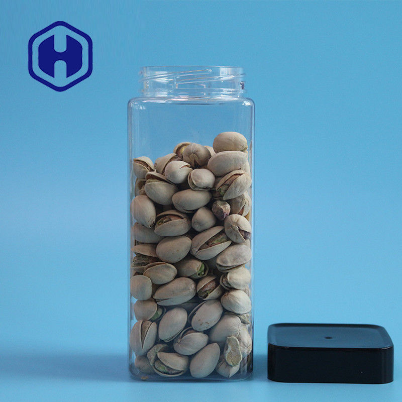 खाली लीक प्रूफ प्लास्टिक जार बिस्कुट चावल पैकेजिंग 555 मिलीलीटर फूड स्क्वायर पीईटी जार साफ़ करें