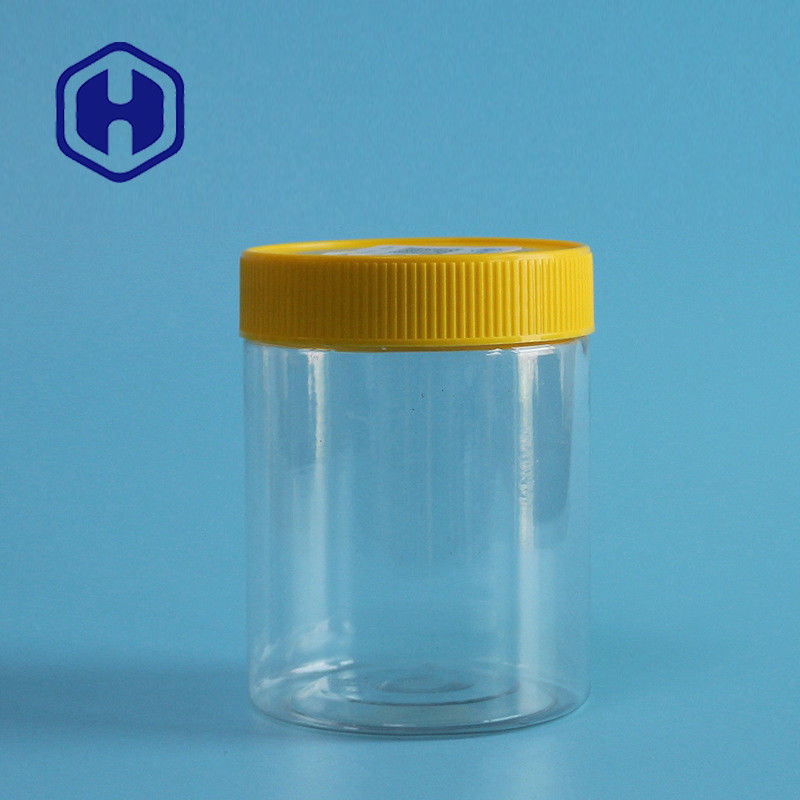 Bpa फ्री नट्स लीक प्रूफ प्लास्टिक जार 350ml ट्रांसपेरेंट स्ट्रेट पीईटी राउंड विथ लिड