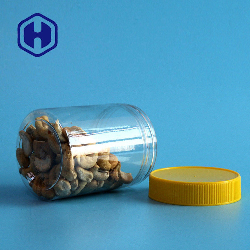 Bpa फ्री नट्स लीक प्रूफ प्लास्टिक जार 350ml ट्रांसपेरेंट स्ट्रेट पीईटी राउंड विथ लिड