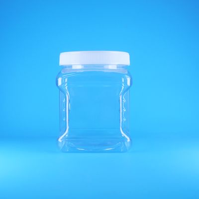 मीठे मेवे फल बेबी फूड के लिए स्क्वायर एयरलेस पीईटी स्क्रू ढक्कन क्लियर प्लास्टिक ग्रिप जार