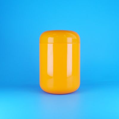 एयरटाइट नारंगी गोल आकार प्लास्टिक पीईटी कुकीज़ कॉटन कैंडी जार पेंच नारंगी टोपी