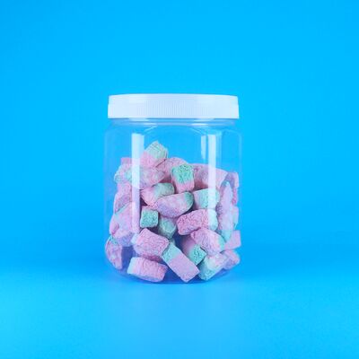 हेक्सागोनल पारदर्शी पीईटी प्लास्टिक नारियल चीनी दूध गोली विटामिन गोली जार शिकंजा ढक्कन