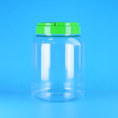 स्क्रू फ्लैट कैप खाद्य लोडिंग स्पष्ट कॉफी कैंडी सूखी खाद्य पीईटी गोल प्लास्टिक जार