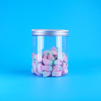 पारदर्शी पीईटी प्लास्टिक गोल जार प्लम कैंडी स्किटल्स फल जेली मुंग बीन्स केक पेंच ढक्कन