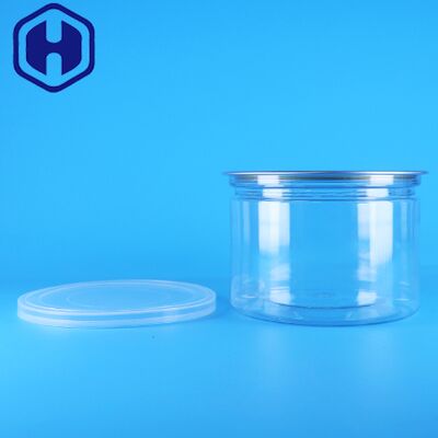 खाद्य कैंडी कुकीज़ स्नैक चाय टिन पैकेजिंग कैन के लिए प्लास्टिक पीईटी गोल आसान ओपन ढक्कन